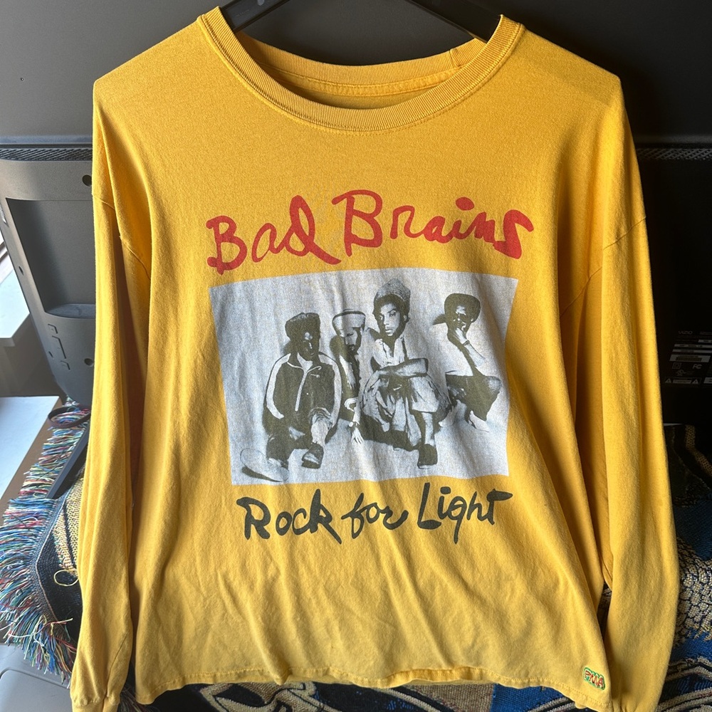 Vintage Bad Brains Long Sleeve Shirt, Yellow, XL, Punk, Hardcore, Reggae, Dub